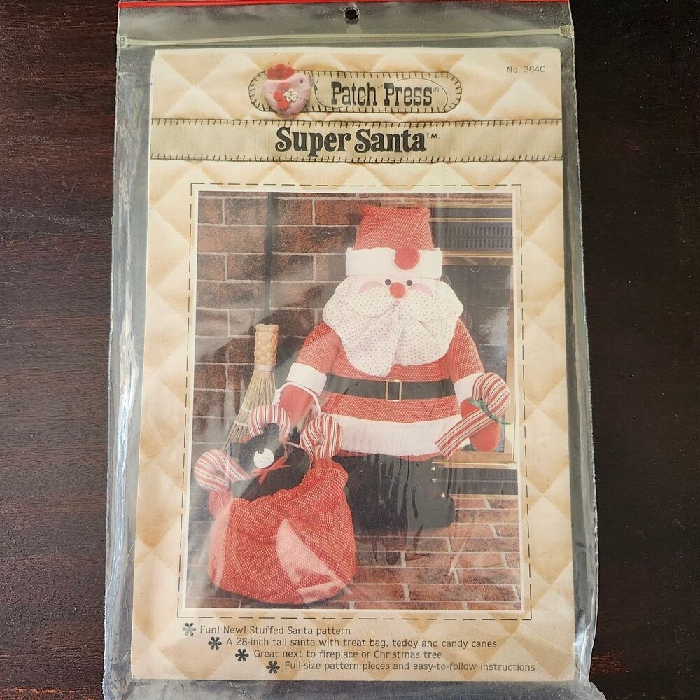 Patch Press Super Santa Stuffed Santa Quilt Sewing Pattern 20" Christmas 1982